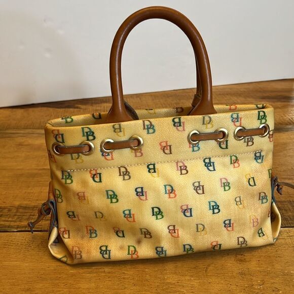 Vintage Dooney & Bourke Rainbow Heart Logo Y2K Canvas Leather Satchel - Picture 4 of 17